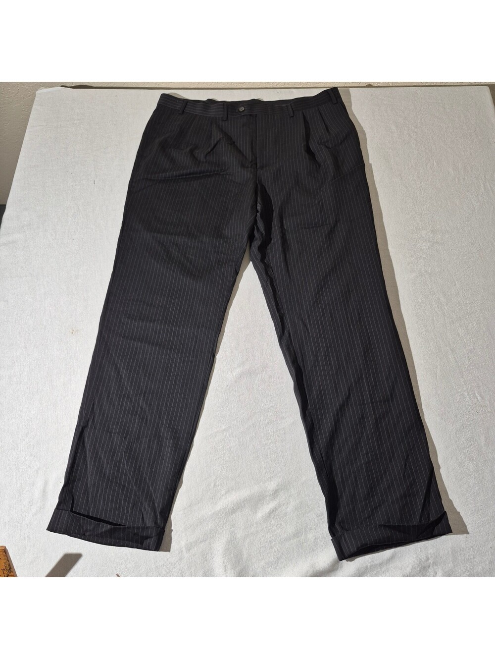 Lauren Ralph Lauren 38x31 gray pinstripe wool dress pants tuxedo